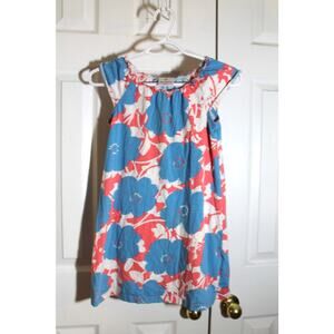 Hanna Andersson Girl's Blue Floral Cotton Dress sz 130cm / US size 8